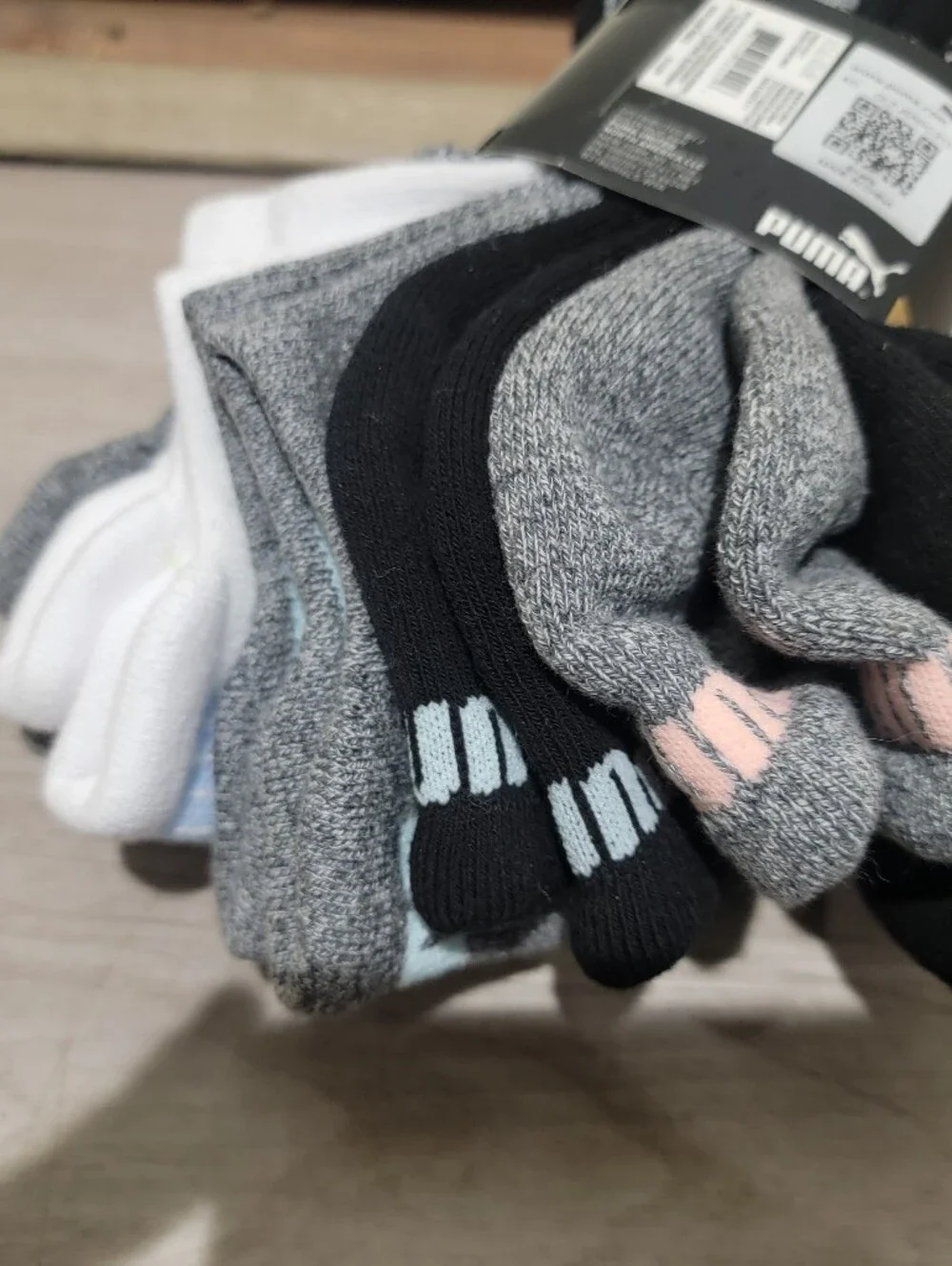 Puma Womens Low Cut 6 Pack Socks, Grey, Black, White.
